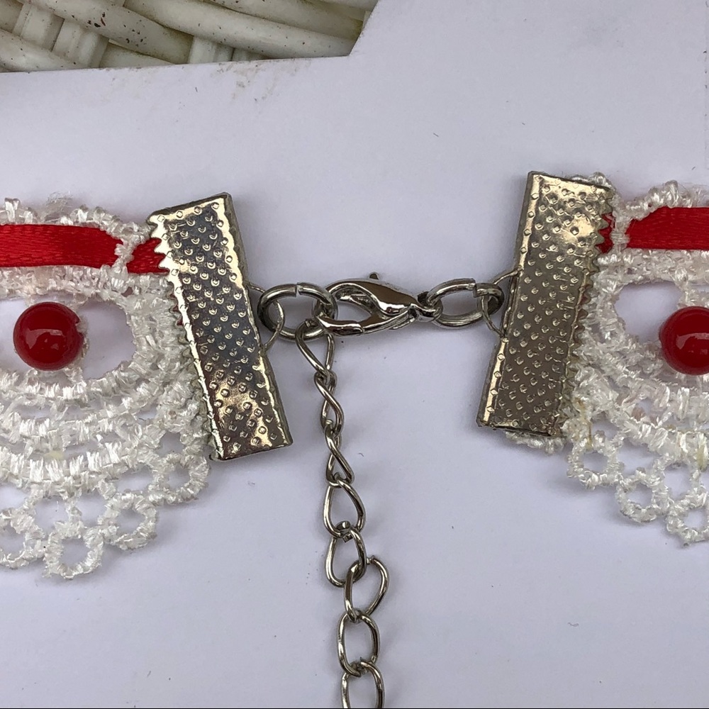 Red Lace & Ribbon Choker - Picture 3 of 3